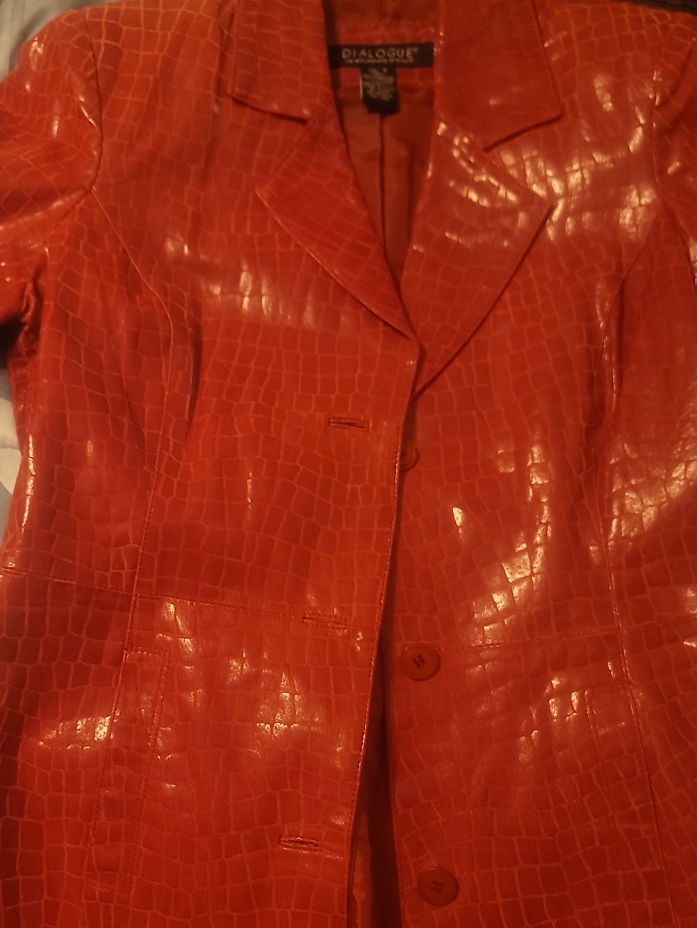 Dialogue Women's Orange Croc-Embossed Blazer